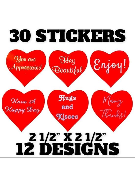 Other - 30 Heart Stickers 2 1/2” X 1 1/2” PRICE IS FIRM